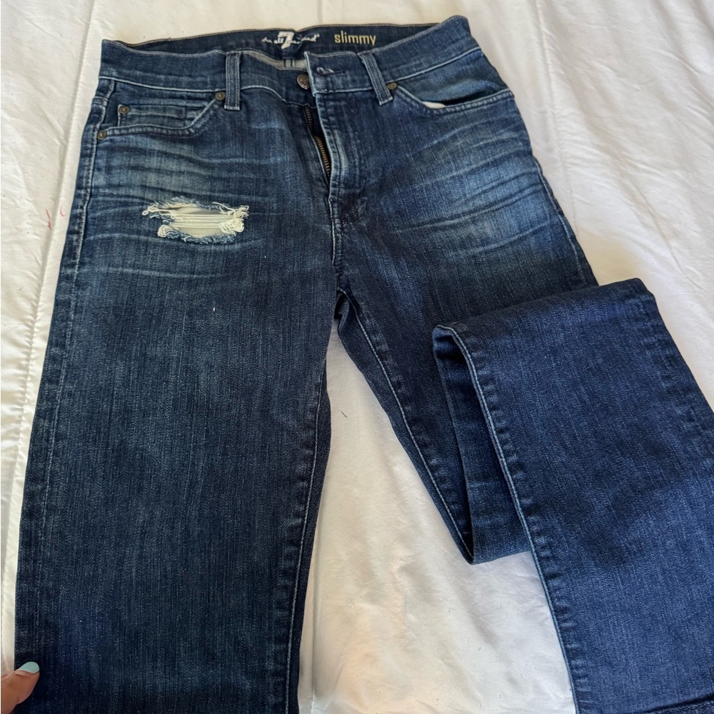 7 For All Mankind Men's Dark Blue Skinny Jeans